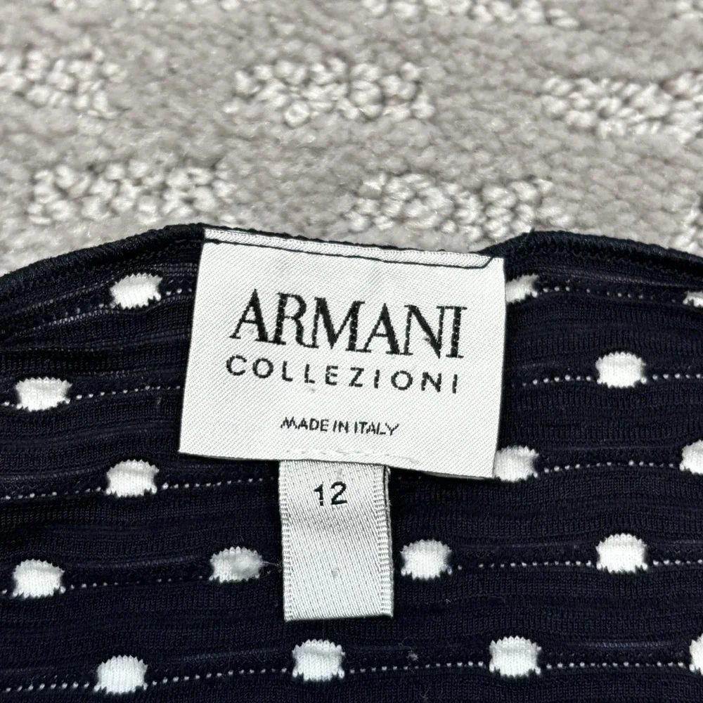 Armani Collezioni Shirt Women Size 12 Black White Stripes Short Sleeve Blouse - Picture 2 of 6